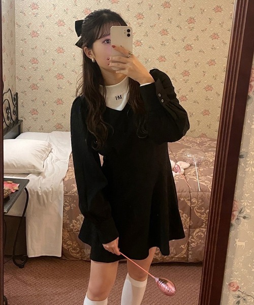 one after another NICE CLAUP（ワンアフターアナザーナイスクラップ）の「【スタッフ考案】ハイネックトップス+ミニワンピース（ワンピース・レディース・オフホワイト/ブラック/アイボリー・FREE）」の16枚目の写真