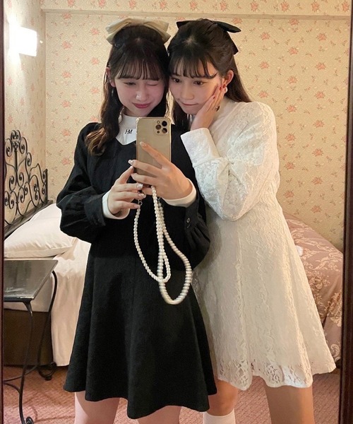 one after another NICE CLAUP（ワンアフターアナザーナイスクラップ）の「【スタッフ考案】ハイネックトップス+ミニワンピース（ワンピース・レディース・オフホワイト/ブラック/アイボリー・FREE）」の22枚目の写真