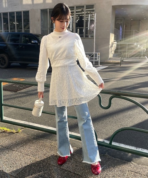 one after another NICE CLAUP（ワンアフターアナザーナイスクラップ）の「【スタッフ考案】ハイネックトップス+ミニワンピース（ワンピース・レディース・オフホワイト/ブラック/アイボリー・FREE）」の8枚目の写真