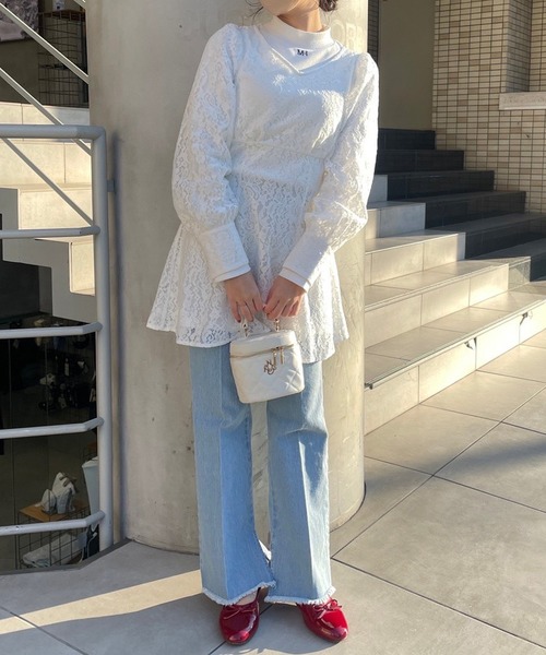 one after another NICE CLAUP（ワンアフターアナザーナイスクラップ）の「【スタッフ考案】ハイネックトップス+ミニワンピース（ワンピース・レディース・オフホワイト/ブラック/アイボリー・FREE）」の7枚目の写真