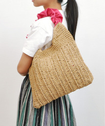 カシュカシュ cachecache / フリルワンハンドルペーパー手編みトート