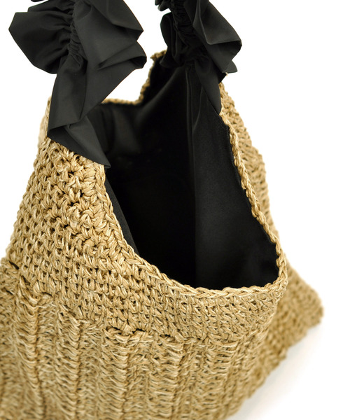 cache cache（カシュ カシュ）の「カシュカシュ cachecache / フリルワンハンドルペーパー手編みトート（かごバッグ・レディース・グリーン/ピンク/ブルー/ラベンダー/ブラック/ベージュ系その他・FREE）」の10枚目の写真