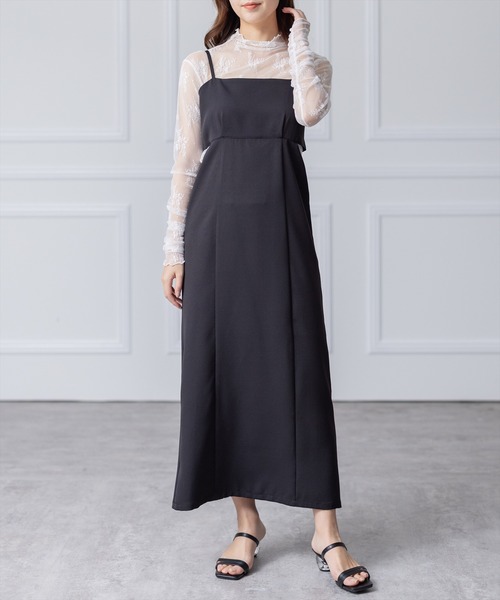 clear（クリア）の「ウエストスリットIラインキャミワンピース（ワンピース・レディース・ブラック/ライトベージュ・F）」の14枚目の写真