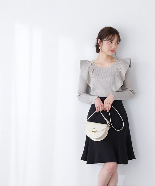 PROPORTION BODY DRESSING（プロポーションボディドレッシング）の「ラッフルレースリブニット / 1213170317（ニット/セーター・レディース・カーキ/ホワイト系その他/パープル・SMALL/MEDIUM）」の16枚目の写真