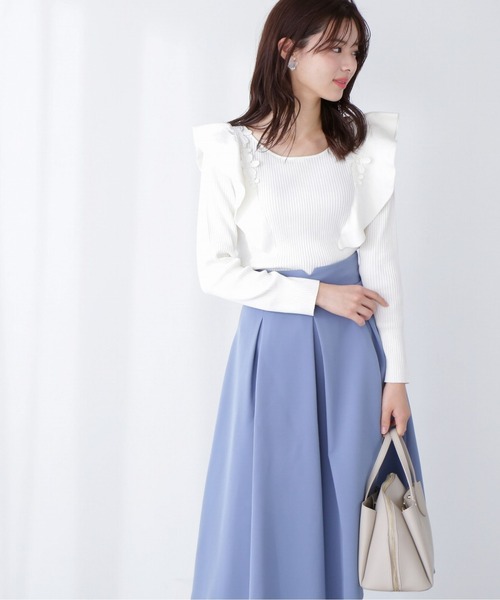 PROPORTION BODY DRESSING（プロポーションボディドレッシング）の「ラッフルレースリブニット / 1213170317（ニット/セーター・レディース・カーキ/ホワイト系その他/パープル・SMALL/MEDIUM）」の17枚目の写真