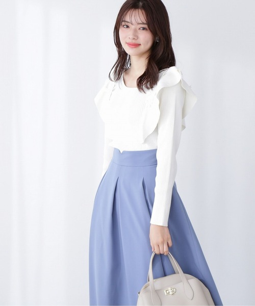 PROPORTION BODY DRESSING（プロポーションボディドレッシング）の「ラッフルレースリブニット / 1213170317（ニット/セーター・レディース・カーキ/ホワイト系その他/パープル・SMALL/MEDIUM）」の10枚目の写真