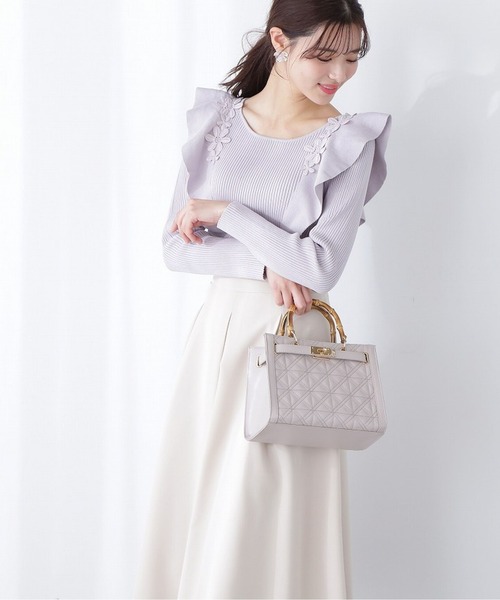 PROPORTION BODY DRESSING（プロポーションボディドレッシング）の「ラッフルレースリブニット / 1213170317（ニット/セーター・レディース・カーキ/ホワイト系その他/パープル・SMALL/MEDIUM）」の18枚目の写真