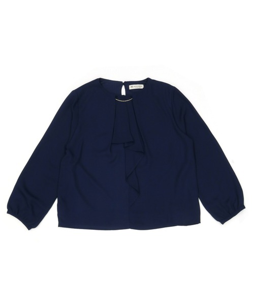 TOKYO SHIRTS（トウキョウシャツ）の「ゴールドバー付きフリル長袖ブラウス（シャツ/ブラウス・レディース・ネイビー/アイボリー・M/L）」の13枚目の写真