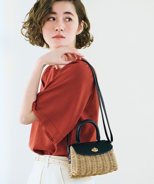 grove（グローブ）の「◆ヒネリフラップペーパーミニショルダー（ショルダーバッグ・レディース・レモンイエロー/ダークオレンジ/ブラック/オフホワイト/グリーン・00）」の3枚目の写真