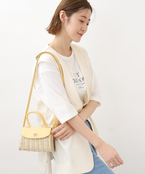 grove（グローブ）の「◆ヒネリフラップペーパーミニショルダー（ショルダーバッグ・レディース・レモンイエロー/ダークオレンジ/ブラック/オフホワイト/グリーン・00）」の7枚目の写真