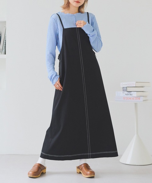 Crisp（クリスプ）の「ワークエプロンキャミワンピース（ワンピース・レディース・ブラック/ベージュ・FREE）」の21枚目の写真