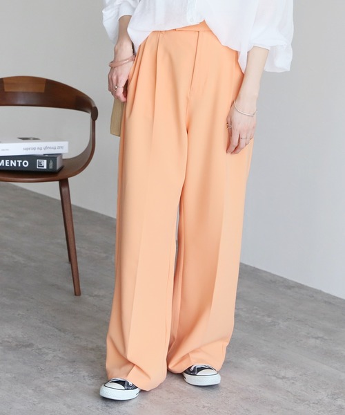 reca(レカ)の「ツータックワイドパンツ(その他パンツ・レディース・ブラック/オレンジ/キナリ・FREE)」の1枚目の写真