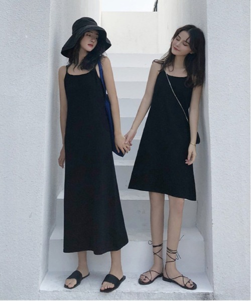 ARCADE（アーケード）の「選べる キャミワンピ ロング丈 ＆ ショート丈 ワンピース -ARCADE Limited Line-（ワンピース・レディース・ブラック・LONG/SHORT）」の5枚目の写真