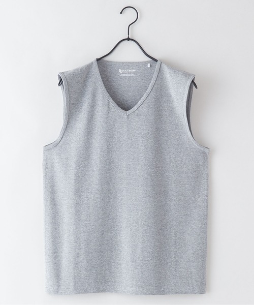 Blue Standard （ブルースタンダード）の「【BLUE STANDARD/ブルースタンダード】抗菌防臭 テレコ素材使用 リブ ノースリーブ インナー Vネック　タンクトップ（タンクトップ・メンズ・ホワイト/ブラック/杢グレー・MEDIUM/LARGE/X-LARGE）」の12枚目の写真