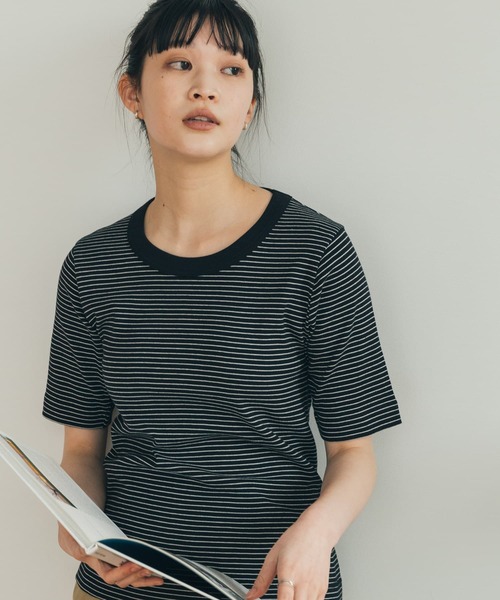 FORK&SPOON(フォークアンドスプーン)の「FORK&SPOON 丸胴5/S t-shirts(Tシャツ/カットソー・レディース・ホワイト/ホワイト系その他/ブラック・1)」の1枚目の写真