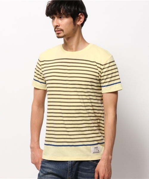 OUTLET(アウトレット)の「【CIAOPANIC TYPY】アロハ切替マリンボーダーTee(Tシャツ/カットソー・メンズ・イエロー・SMALL/MEDIUM)」の1枚目の写真