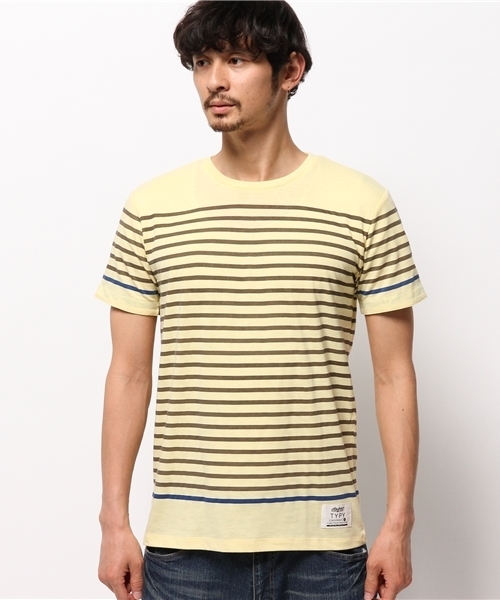 OUTLET(アウトレット)の「【CIAOPANIC TYPY】アロハ切替マリンボーダーTee(Tシャツ/カットソー・メンズ・イエロー・SMALL/MEDIUM)」の5枚目の写真
