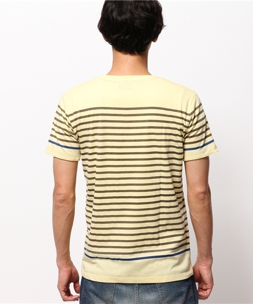OUTLET(アウトレット)の「【CIAOPANIC TYPY】アロハ切替マリンボーダーTee(Tシャツ/カットソー・メンズ・イエロー・SMALL/MEDIUM)」の7枚目の写真