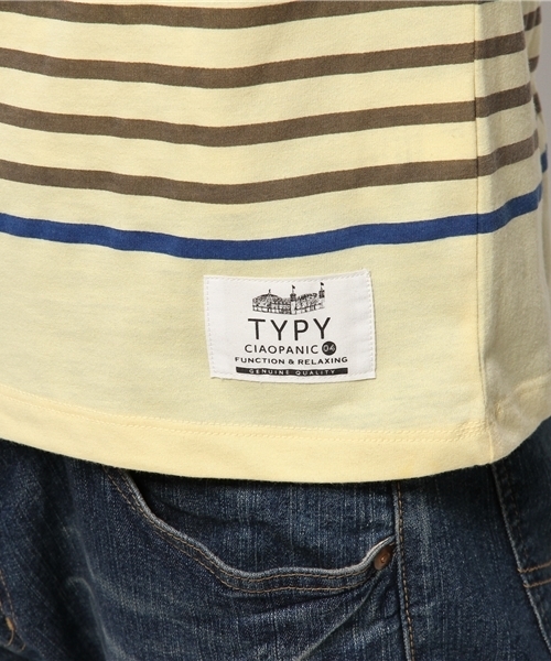 OUTLET(アウトレット)の「【CIAOPANIC TYPY】アロハ切替マリンボーダーTee(Tシャツ/カットソー・メンズ・イエロー・SMALL/MEDIUM)」の3枚目の写真