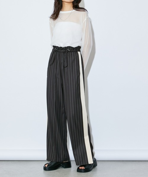 Lui's（ルイス）の「ドロストストライプラインパンツ（スラックス・レディース・ブラック/ホワイト・FREE）」の7枚目の写真