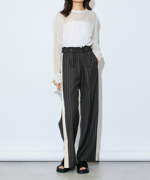 Lui's（ルイス）の「ドロストストライプラインパンツ（スラックス・レディース・ブラック/ホワイト・FREE）」の12枚目の写真
