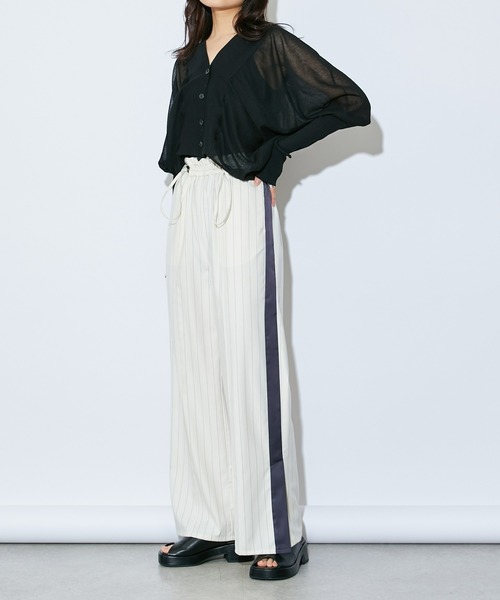 Lui's（ルイス）の「ドロストストライプラインパンツ（スラックス・レディース・ブラック/ホワイト・FREE）」の22枚目の写真