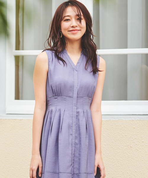 LAISSE PASSE(レッセパッセ)の「タックシャツワンピース(シャツワンピース・レディース・ラベンダー/グレイッシュブルー/イエロー・SMALL/MEDIUM)」の9枚目の写真