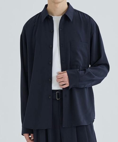 ATTACHMENT(アタッチメント)の「STUDIOUS別注 DROP SHOULDER REGULAR COLLAR L/S SH(シャツ/ブラウス・メンズ・ブラック/ネイビー/キナリ・1/2)」の3枚目の写真