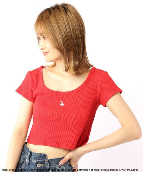 BACK TO THE FIELD(バック トゥー ザ フィールド)の「【MLB】ワンポイントロゴリブちびTシャツ(Tシャツ/カットソー・レディース・レッド/ブラック/グレー/ホワイト・FREE)」の10枚目の写真