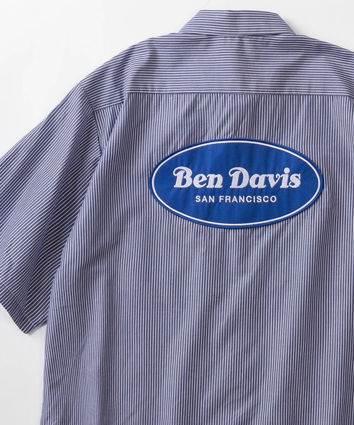 BEN DAVIS(ベンデイビス)の「【BEN DAVIS/ベンデイビス】オーバルロゴワッペン 無地&ストライプ柄 ビッグシルエット半袖ワークシャツ/オーバーサイズ(シャツ/ブラウス・メンズ・ブラック/ブルー/グリーン/ストライプ・M/L/XL)」の20枚目の写真