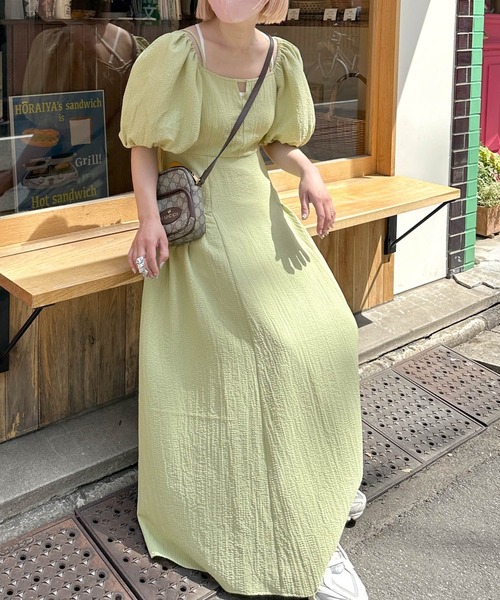 Alley by w closet（アリーバイダブルクローゼット）の「【Alley】袖ボリュームプリンセスワンピース（ワンピース・レディース・ライム/イエロー・FREE）」の7枚目の写真