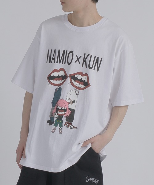 RE730(アールイーセブンサーティー)の「RE730 なみおくんが3人プリント半袖Tシャツ(Tシャツ/カットソー・メンズ・ブラック/オフホワイト・MEDIUM/LARGE/X-LARGE)」の2枚目の写真