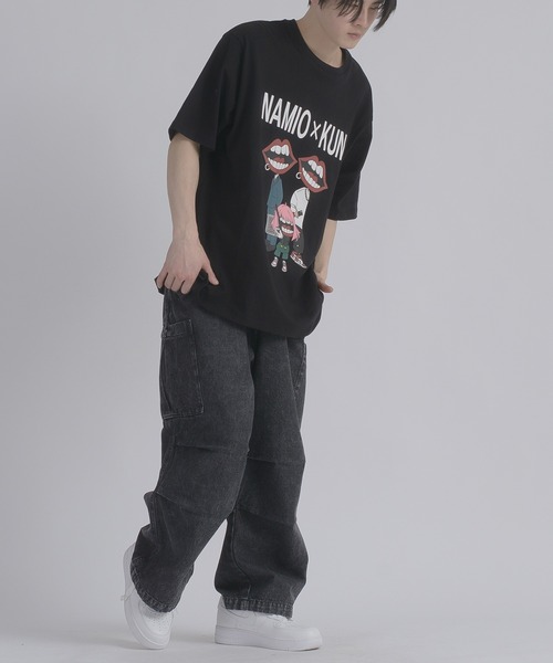 RE730(アールイーセブンサーティー)の「RE730 なみおくんが3人プリント半袖Tシャツ(Tシャツ/カットソー・メンズ・ブラック/オフホワイト・MEDIUM/LARGE/X-LARGE)」の12枚目の写真