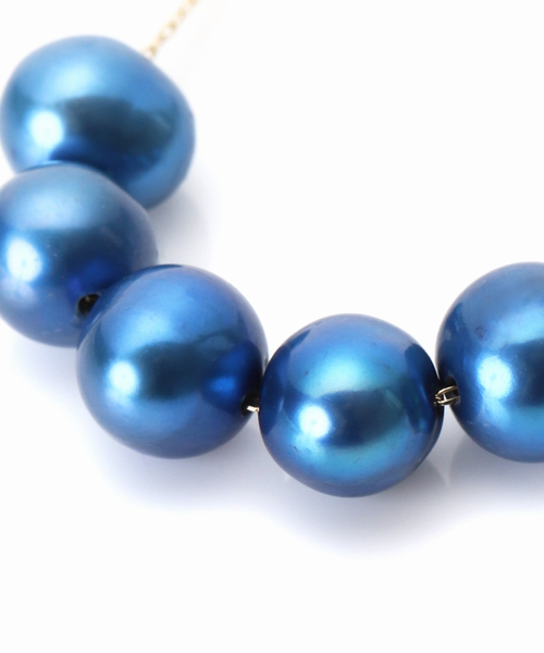 エシカルインディゴパール7mm5ピースチェーンネックレス K10