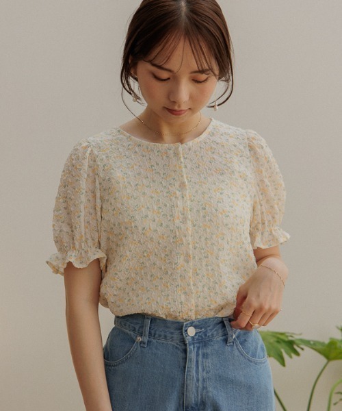 flower（フラワー）の「フローラルバンピーブラウス（シャツ