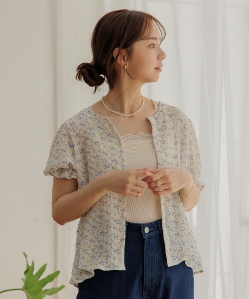 flower（フラワー）の「フローラルバンピーブラウス（シャツ