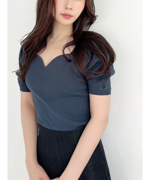 RESEXXY(リゼクシー)の「ハートネックラグランニット(ニット/セーター・レディース・ブルー/その他1/その他2・FREE)」の1枚目の写真