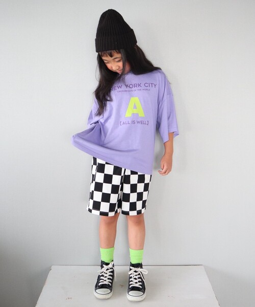 SHOO・LA・RUE（シューラルー）の「◆【110-140cm/接触冷感】五分袖BIGプリントTシャツ（Tシャツ/カットソー・キッズ・ブラック/黄緑系/パープル系4/アイボリー・11/12/13/14）」の12枚目の写真