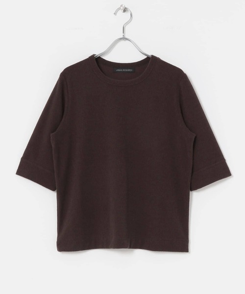 URBAN RESEARCH（アーバンリサーチ）の「オーガニックパイルTシャツ（Tシャツ/カットソー・レディース・ブラック/ブラウン/アイボリー・FREE）」の3枚目の写真