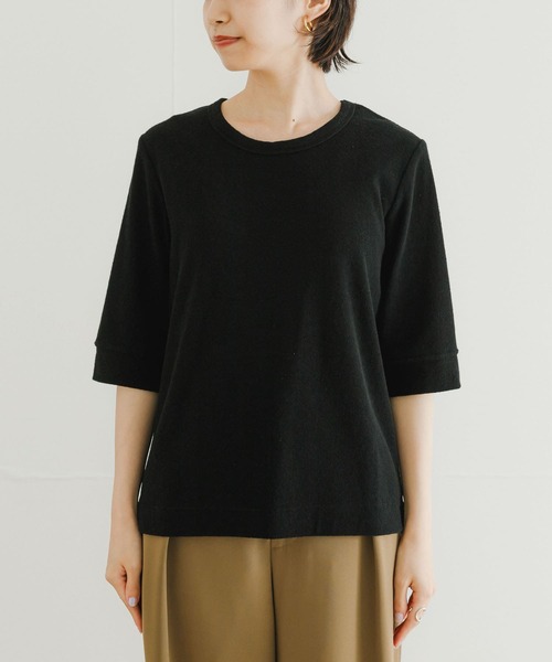 URBAN RESEARCH（アーバンリサーチ）の「オーガニックパイルTシャツ（Tシャツ/カットソー・レディース・ブラック/ブラウン/アイボリー・FREE）」の5枚目の写真