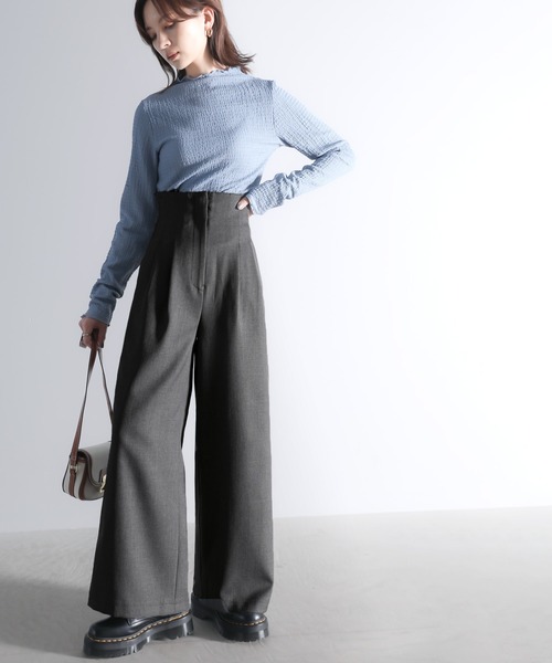 classicalelf(クラシカルエルフ)の「バックスタイルで魅せる。 美シルエットバックベルトワイドパンツ(スラックス・レディース・ベージュ/ブラック/グレー・LARGE/MEDIUM/SMALL/X-LARGE)」の6枚目の写真