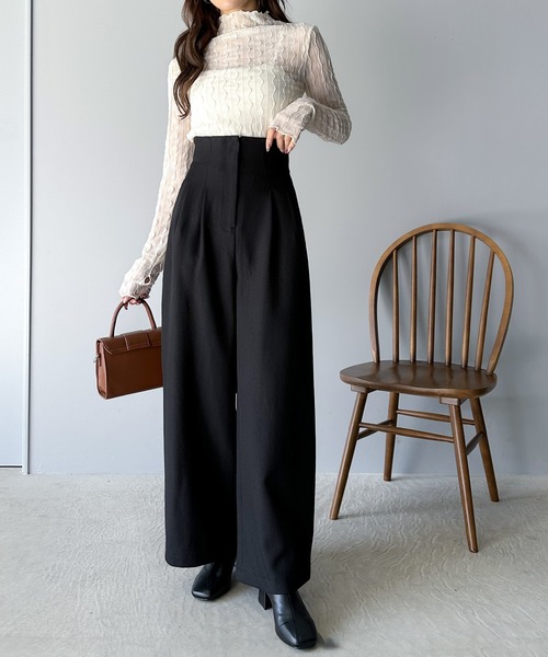 classicalelf(クラシカルエルフ)の「バックスタイルで魅せる。 美シルエットバックベルトワイドパンツ(スラックス・レディース・ベージュ/ブラック/グレー・LARGE/MEDIUM/SMALL/X-LARGE)」の12枚目の写真