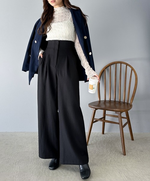 classicalelf(クラシカルエルフ)の「バックスタイルで魅せる。 美シルエットバックベルトワイドパンツ(スラックス・レディース・ベージュ/ブラック/グレー・LARGE/MEDIUM/SMALL/X-LARGE)」の14枚目の写真