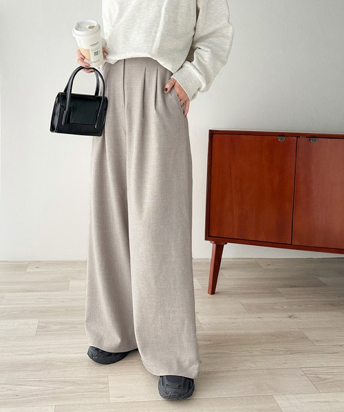 classicalelf(クラシカルエルフ)の「バックスタイルで魅せる。 美シルエットバックベルトワイドパンツ(スラックス・レディース・ベージュ/ブラック/グレー・LARGE/MEDIUM/SMALL/X-LARGE)」の19枚目の写真