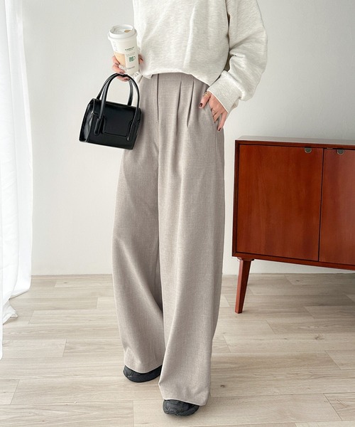 classicalelf(クラシカルエルフ)の「バックスタイルで魅せる。 美シルエットバックベルトワイドパンツ(スラックス・レディース・ベージュ/ブラック/グレー・LARGE/MEDIUM/SMALL/X-LARGE)」の18枚目の写真