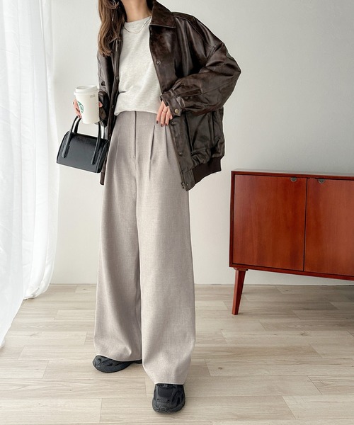 classicalelf(クラシカルエルフ)の「バックスタイルで魅せる。 美シルエットバックベルトワイドパンツ(スラックス・レディース・ベージュ/ブラック/グレー・LARGE/MEDIUM/SMALL/X-LARGE)」の17枚目の写真