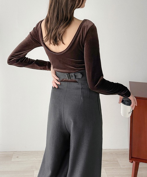 classicalelf(クラシカルエルフ)の「バックスタイルで魅せる。 美シルエットバックベルトワイドパンツ(スラックス・レディース・ベージュ/ブラック/グレー・LARGE/MEDIUM/SMALL/X-LARGE)」の22枚目の写真