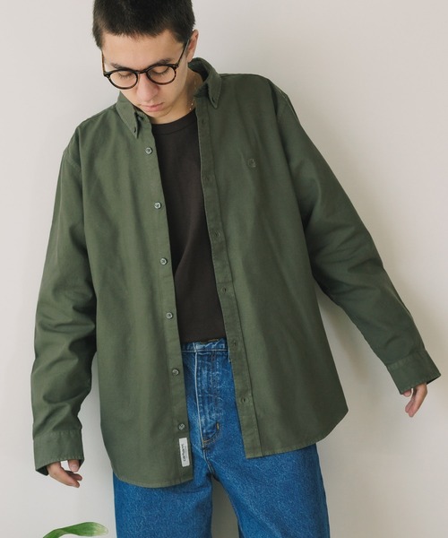 Carhartt WIP（カーハートダブリューアイピー）の「Carhartt WIP/カーハートダブリューアイピー CARHARTT WIP L/S BOLTON SHIRT STORM シャツ ガーメントダイ加工（シャツ/ブラウス・メンズ・カーキ/ブルー・S/M/L）」の4枚目の写真