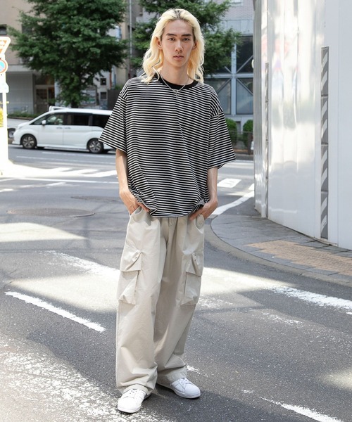 3.3 Field Trip (3.3フィールドトリップ)の「3.3 Field Trip/ボーダーカットSS 2969945(Tシャツ/カットソー・メンズ・ライトベージュ/ブラック・FREE)」の22枚目の写真