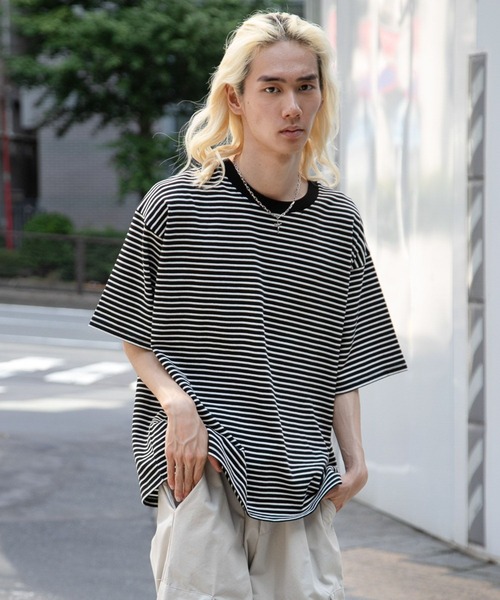 3.3 Field Trip (3.3フィールドトリップ)の「3.3 Field Trip/ボーダーカットSS 2969945(Tシャツ/カットソー・メンズ・ライトベージュ/ブラック・FREE)」の10枚目の写真